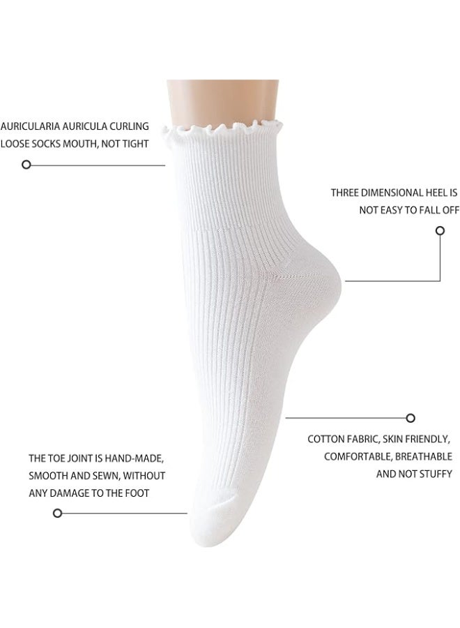 جوارب نسائية من القطن الناعم بحافة اللفت مع تنانير جوارب جرو نسائية بحافة اللفت - Image 3